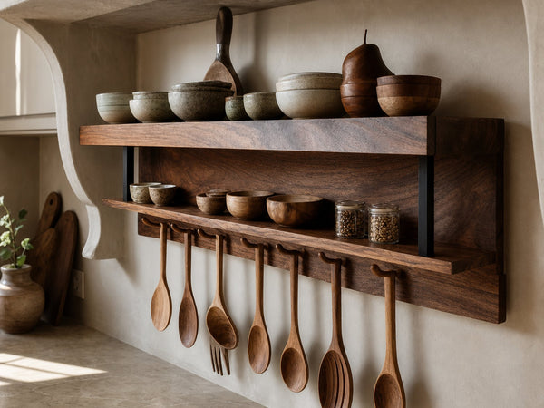 Rustic Hanging Wall Shelf For Kitchen Or Dining Room