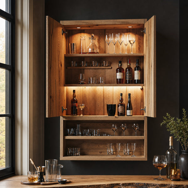 Rustic Home Bar Natural Wood Shelf For Stylish Wine Bottle Storage