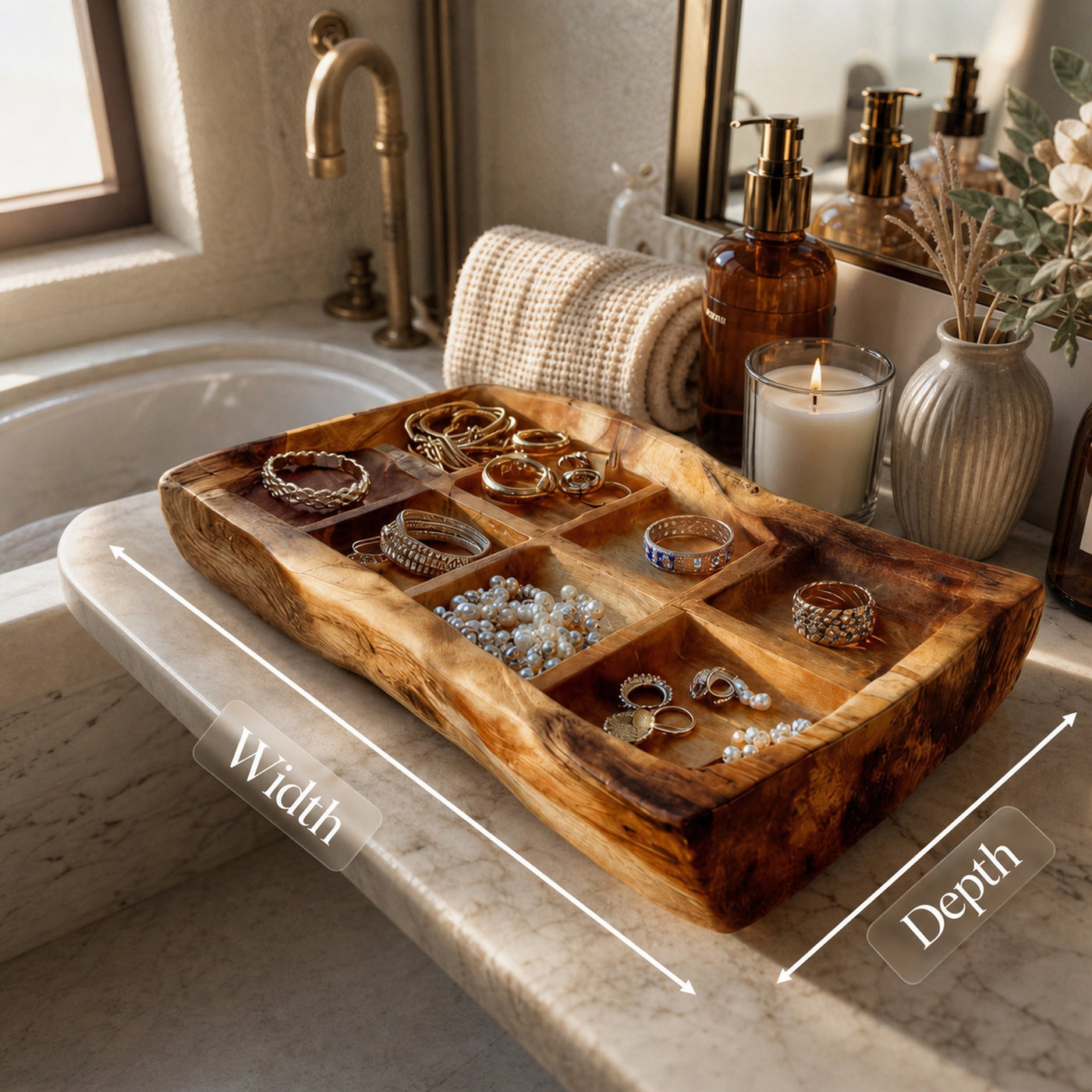 Rustic Jewelry Tray Multi Slot Display For Bathroom - product view 6
