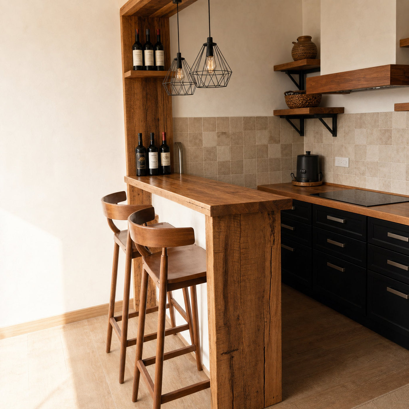 Rustic Kitchen Bar Counter For Farmhouse Or Industrial Style Homes