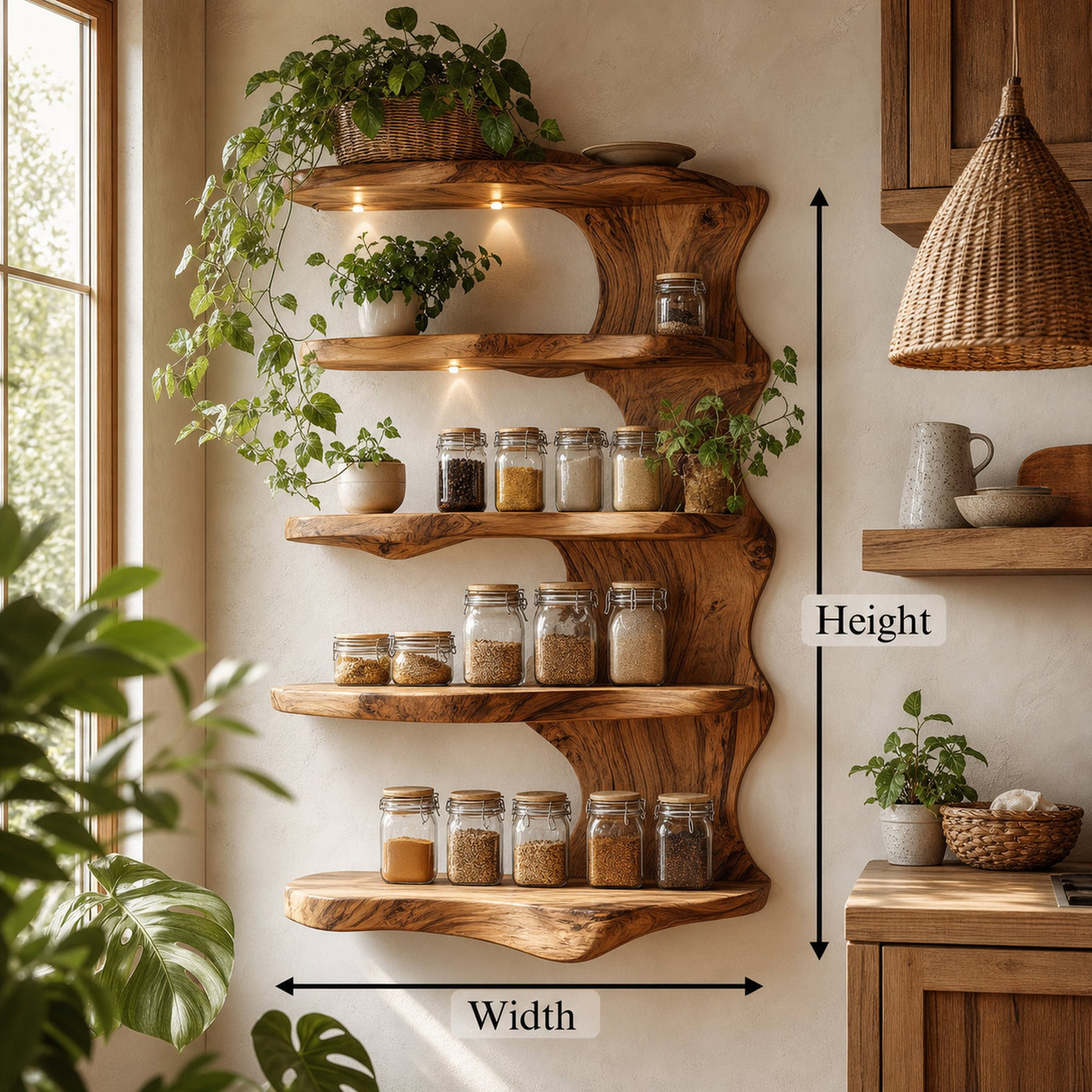 Rustic Kitchen Decor Wooden Spice Storage Shelf - product view 8