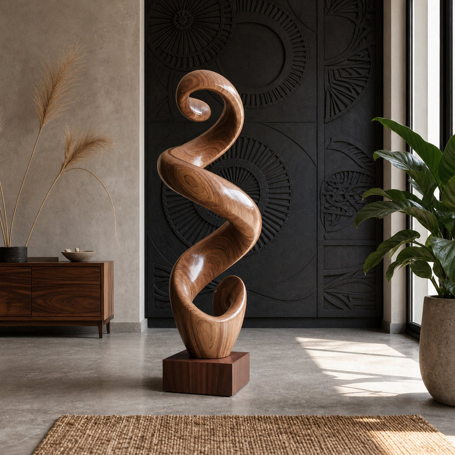 Rustic Large Twisted Spiral Floor Art For Office Decor