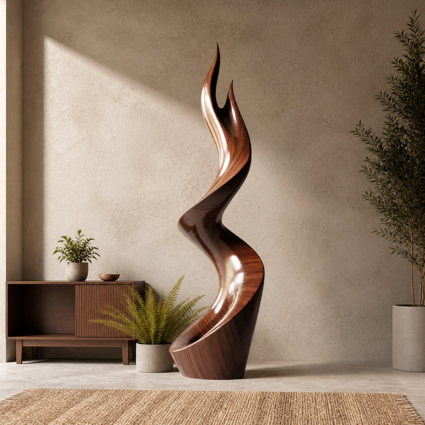 Rustic Large Twisted Spiral Floor Art For Outdoor Garden