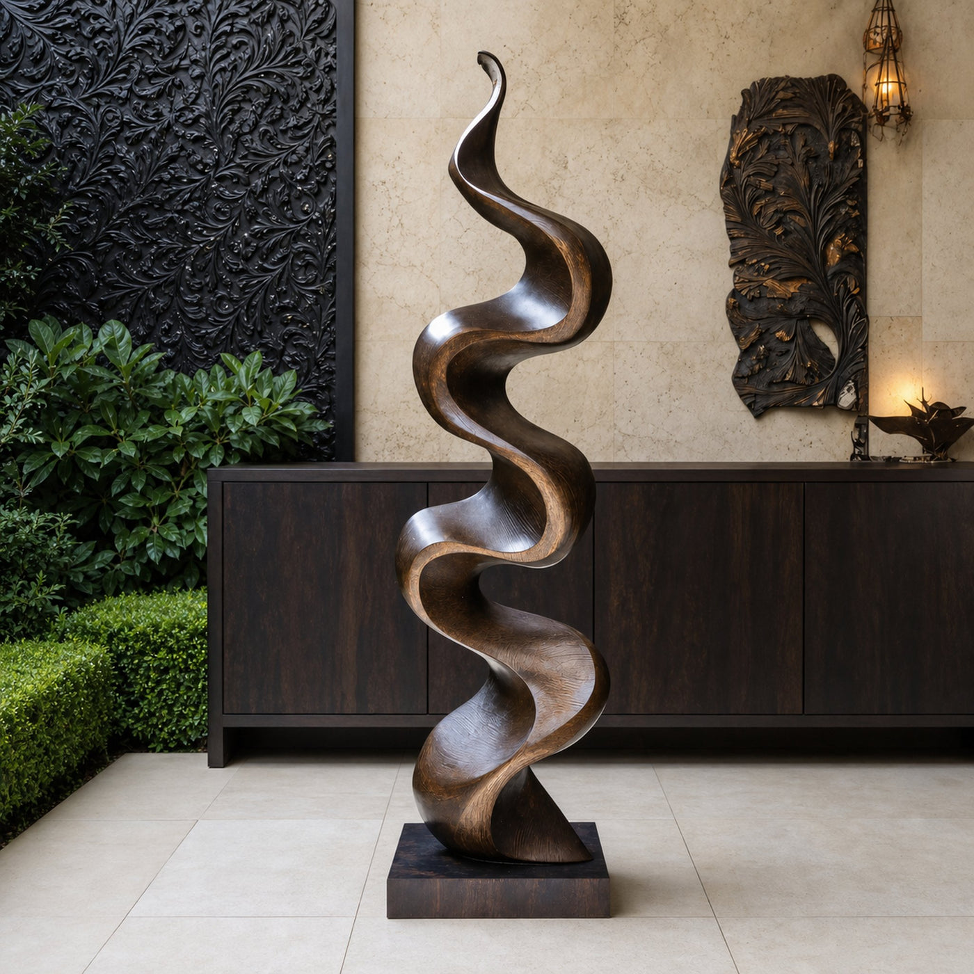Rustic Large Wooden Sculpture For Garden