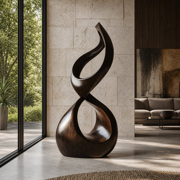 Rustic Large Wooden Sculpture For Outdoor Garden Style