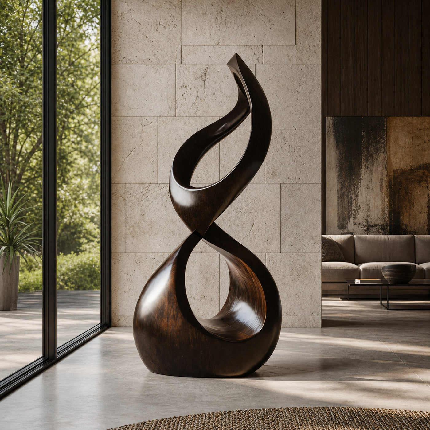 Rustic Large Wooden Sculpture For Outdoor Garden Style