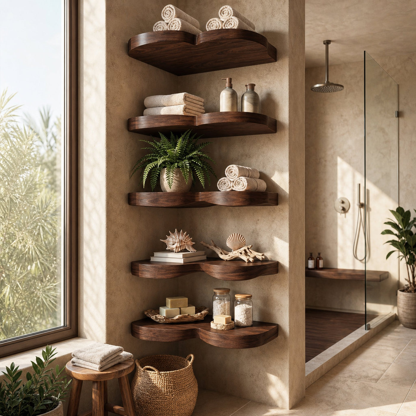 Rustic Leaf Floating Shelf Kitchen Wall Organizer Display - product view 7