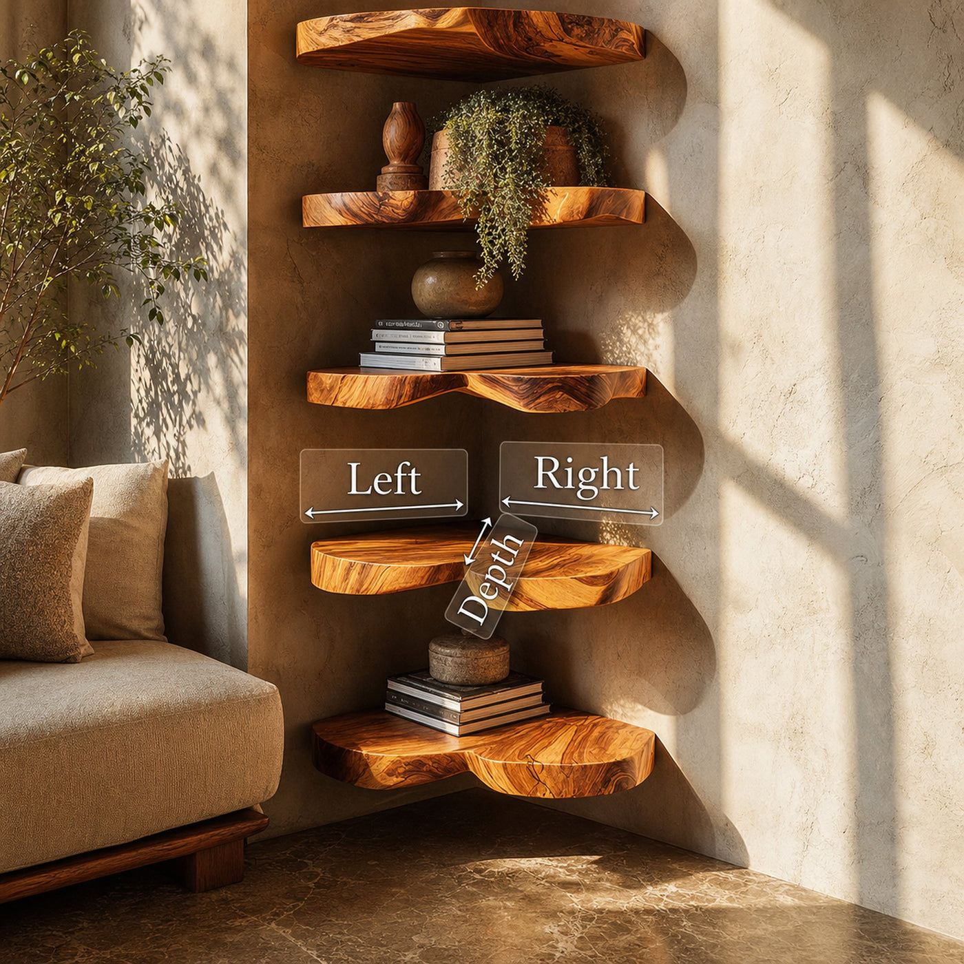 Rustic Leaf Floating Shelf Kitchen Wall Organizer Display - product view 8