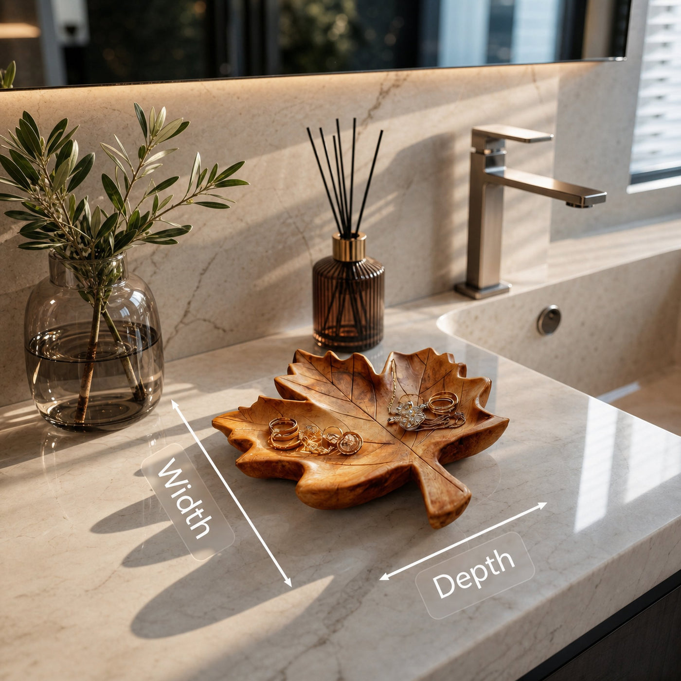 Rustic Leaf Jewelry Tray For Bathroom Or Bedroom - product view 6