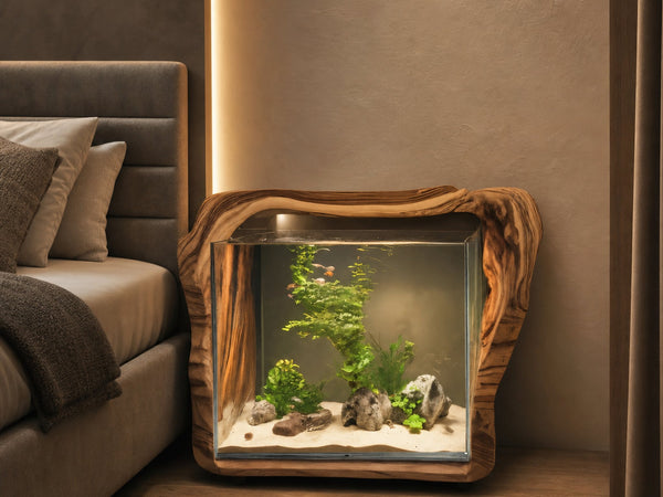Rustic Live Edge Aquarium Frame For Bedroom And Living Room