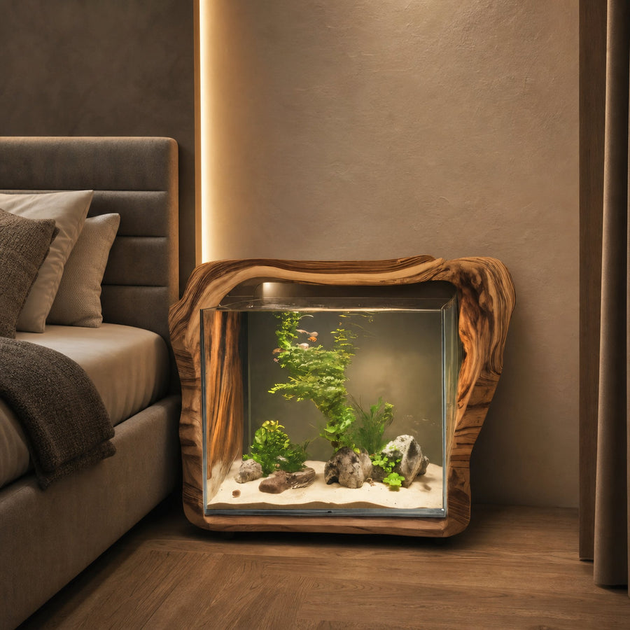 Rustic Live Edge Aquarium Frame For Bedroom And Living Room