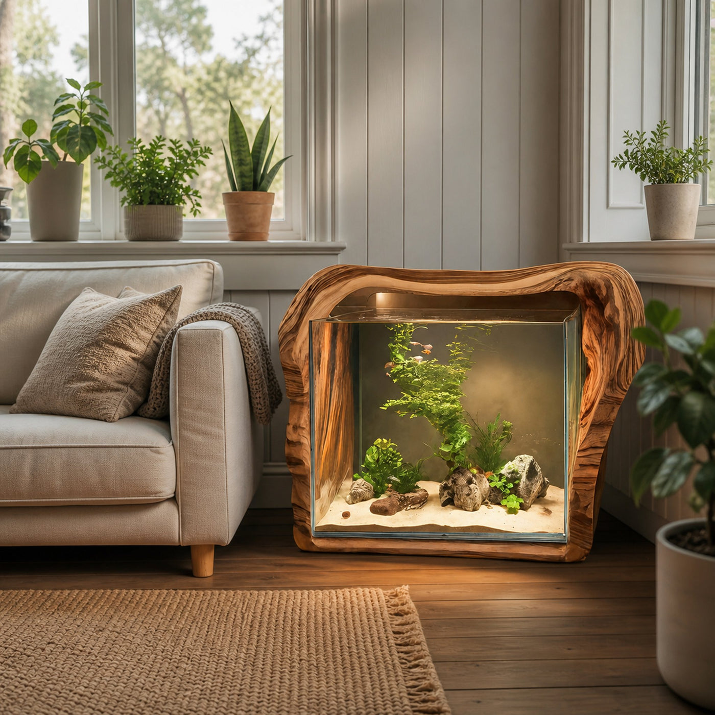 Rustic Live Edge Aquarium Frame For Bedroom And Living Room - product view 6