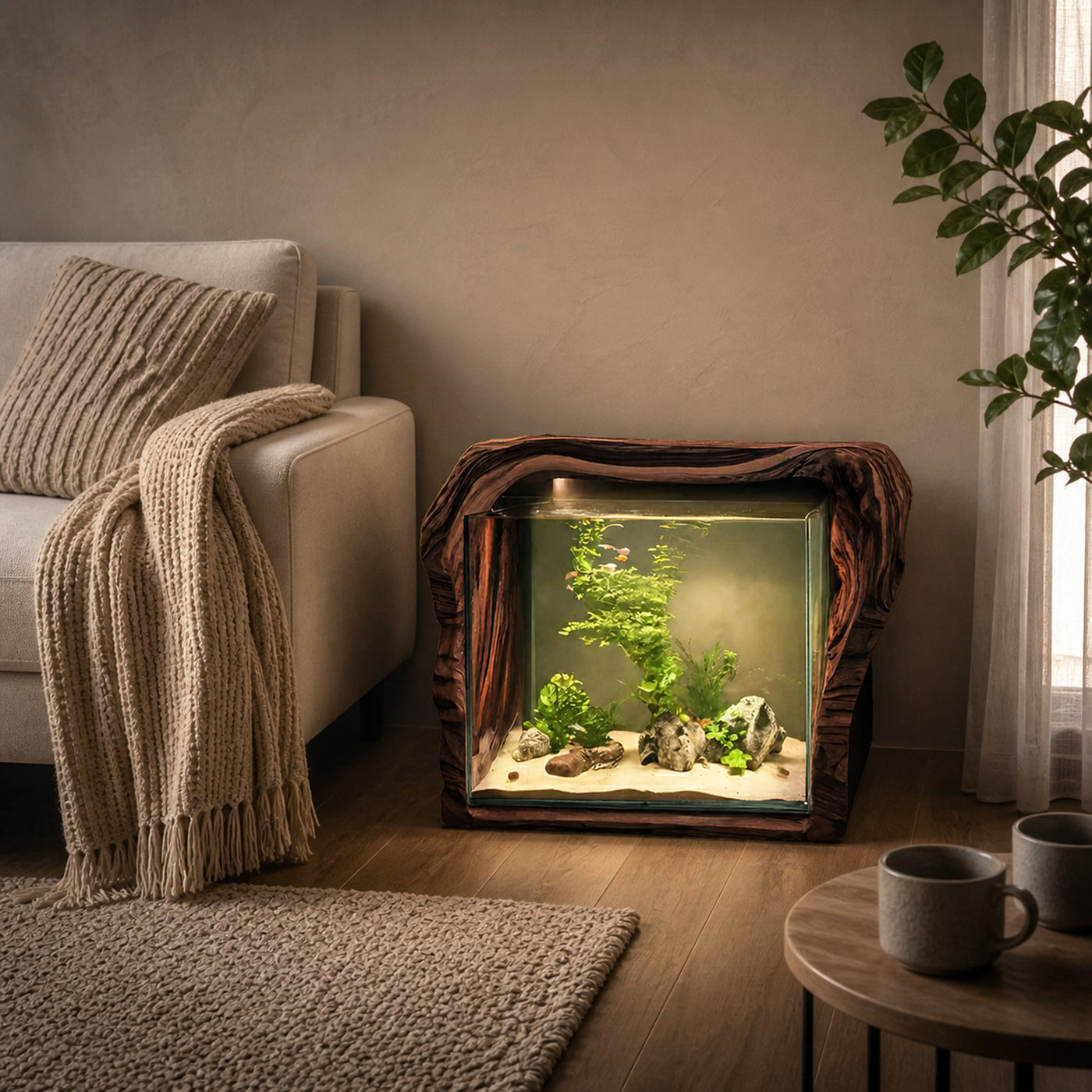 Rustic Live Edge Aquarium Frame For Bedroom And Living Room - product view 7