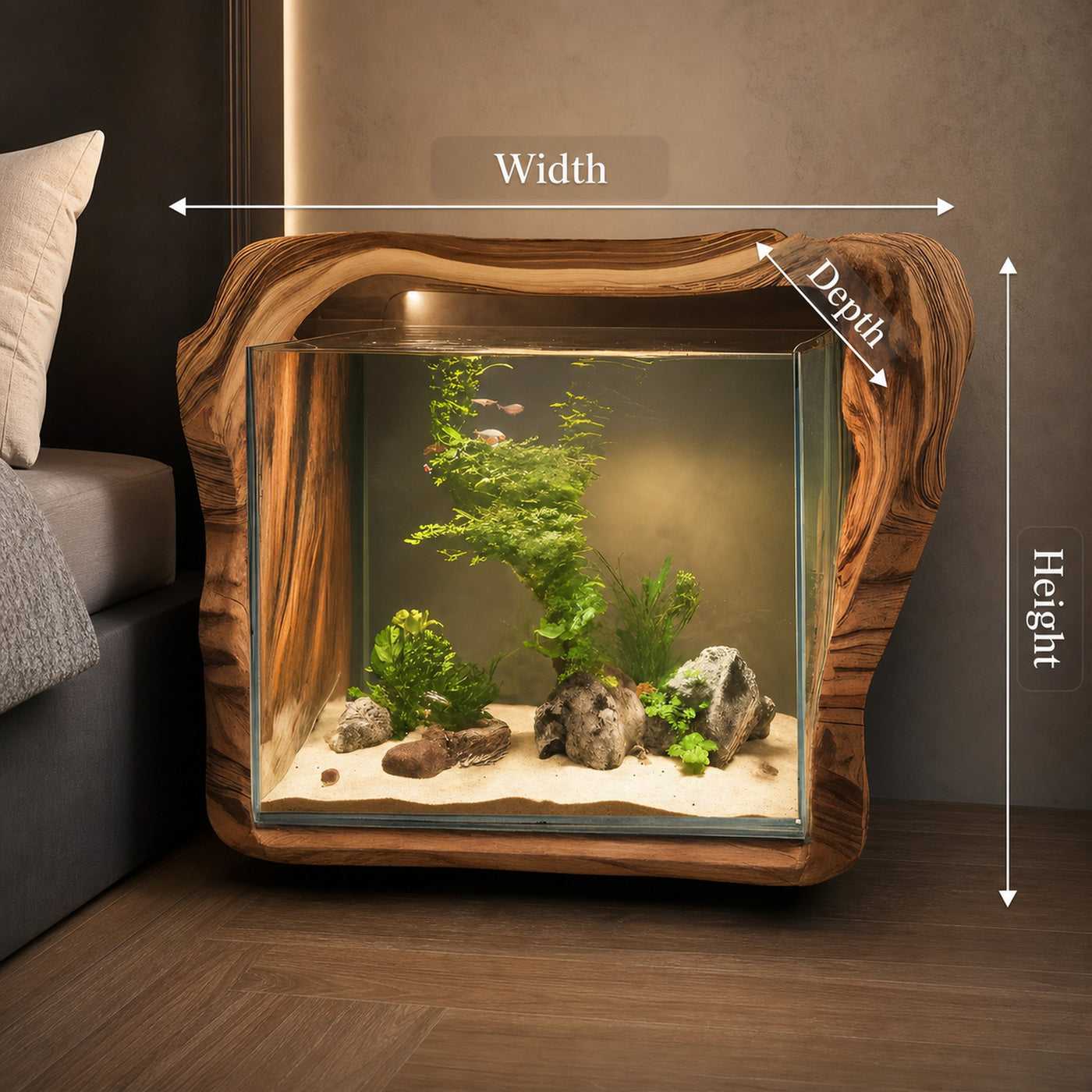 Rustic Live Edge Aquarium Frame For Bedroom And Living Room - product view 8