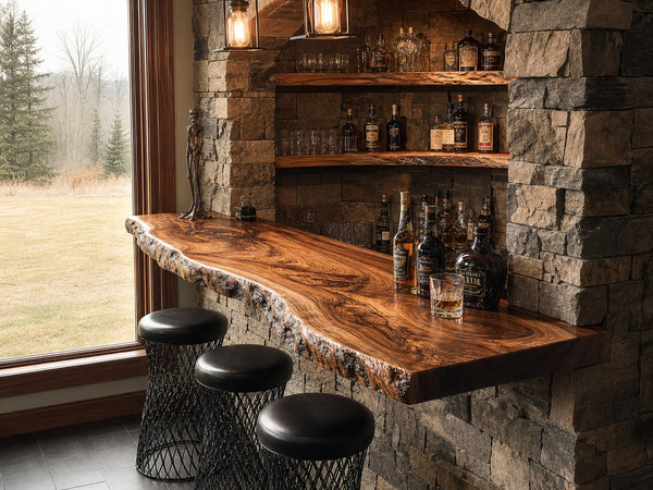 Rustic Live Edge Bar Shelf Home Decor