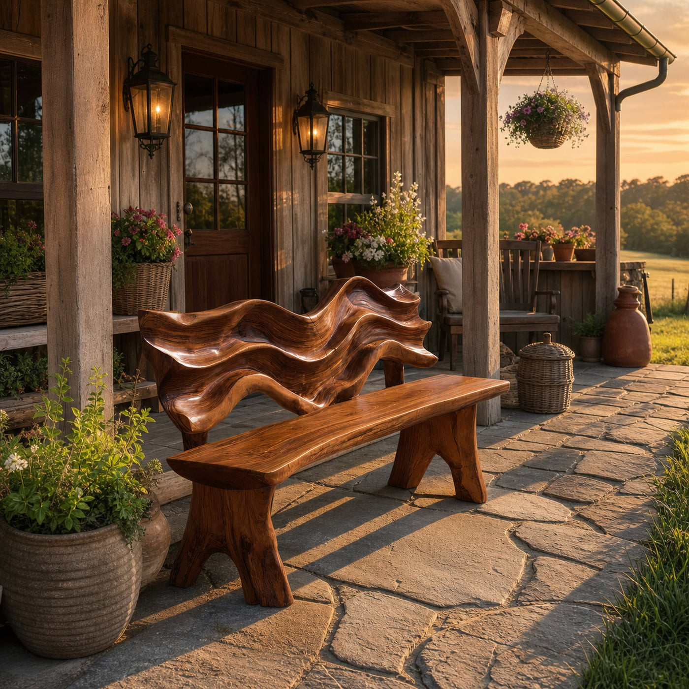 Rustic Live Edge Bench For Entryway Accent Seating - product view 7