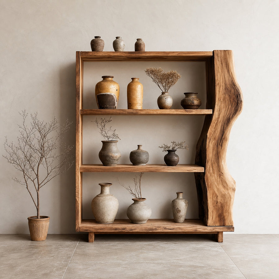 Rustic Live Edge Bookshelf Living Room Display Storage