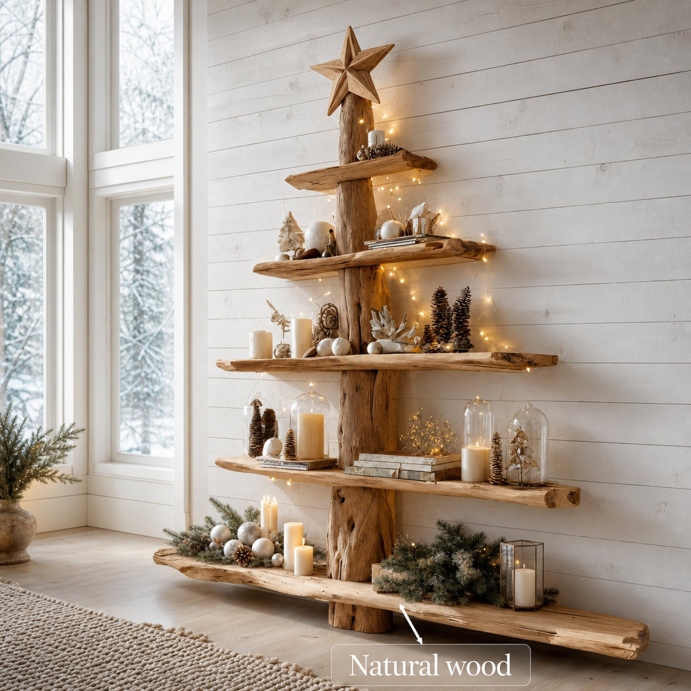Rustic Live Edge Christmas Tree Shelf For Holiday Display - product view 6