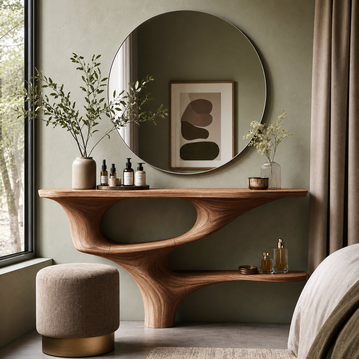 Rustic Live Edge Cosmetic Table For Bedroom Decor Ideas - product view 6