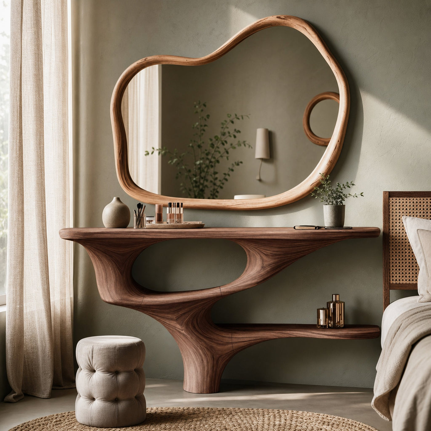 Rustic Live Edge Cosmetic Table For Bedroom Decor Ideas - product view 7