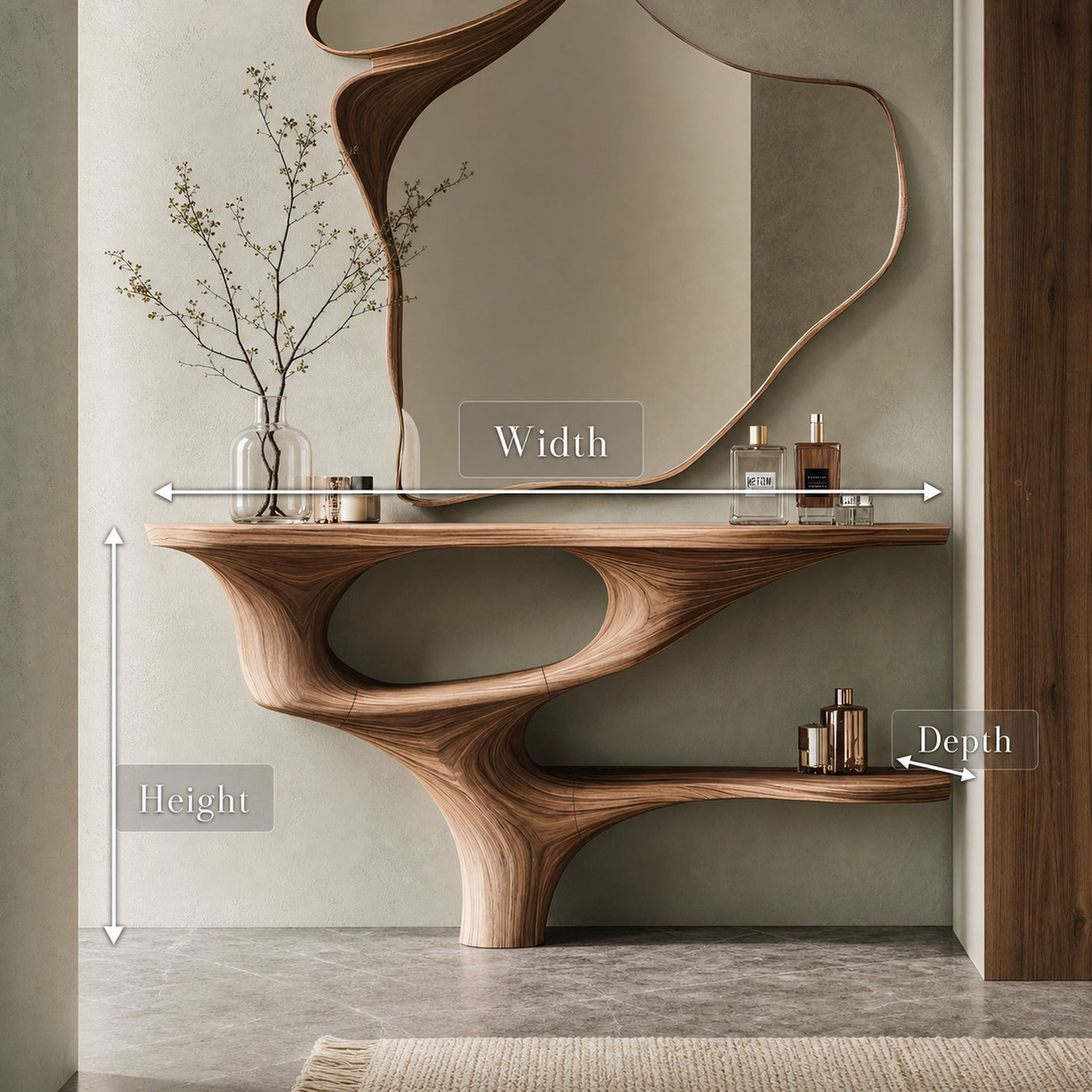 Rustic Live Edge Cosmetic Table For Bedroom Decor Ideas - product view 8