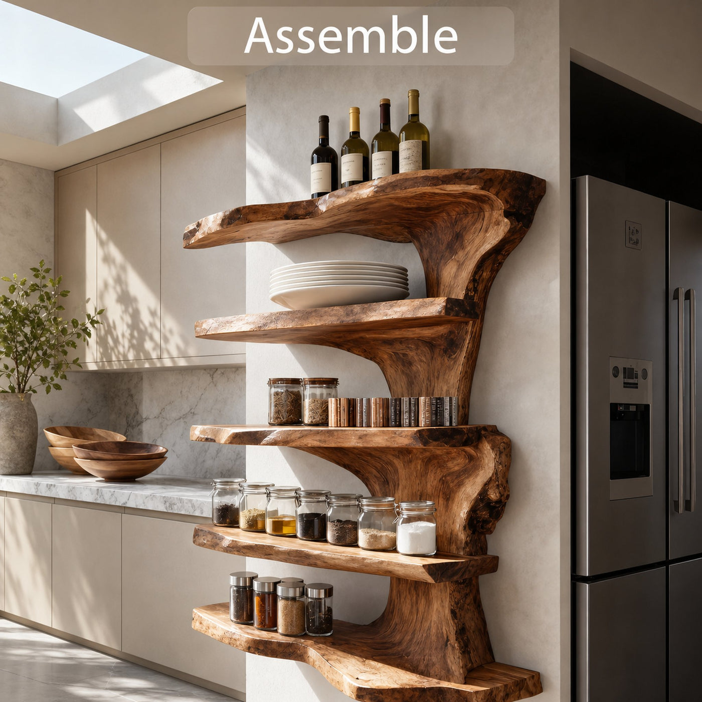 Rustic Live Edge Floating Shelf For Kitchen - product view 6