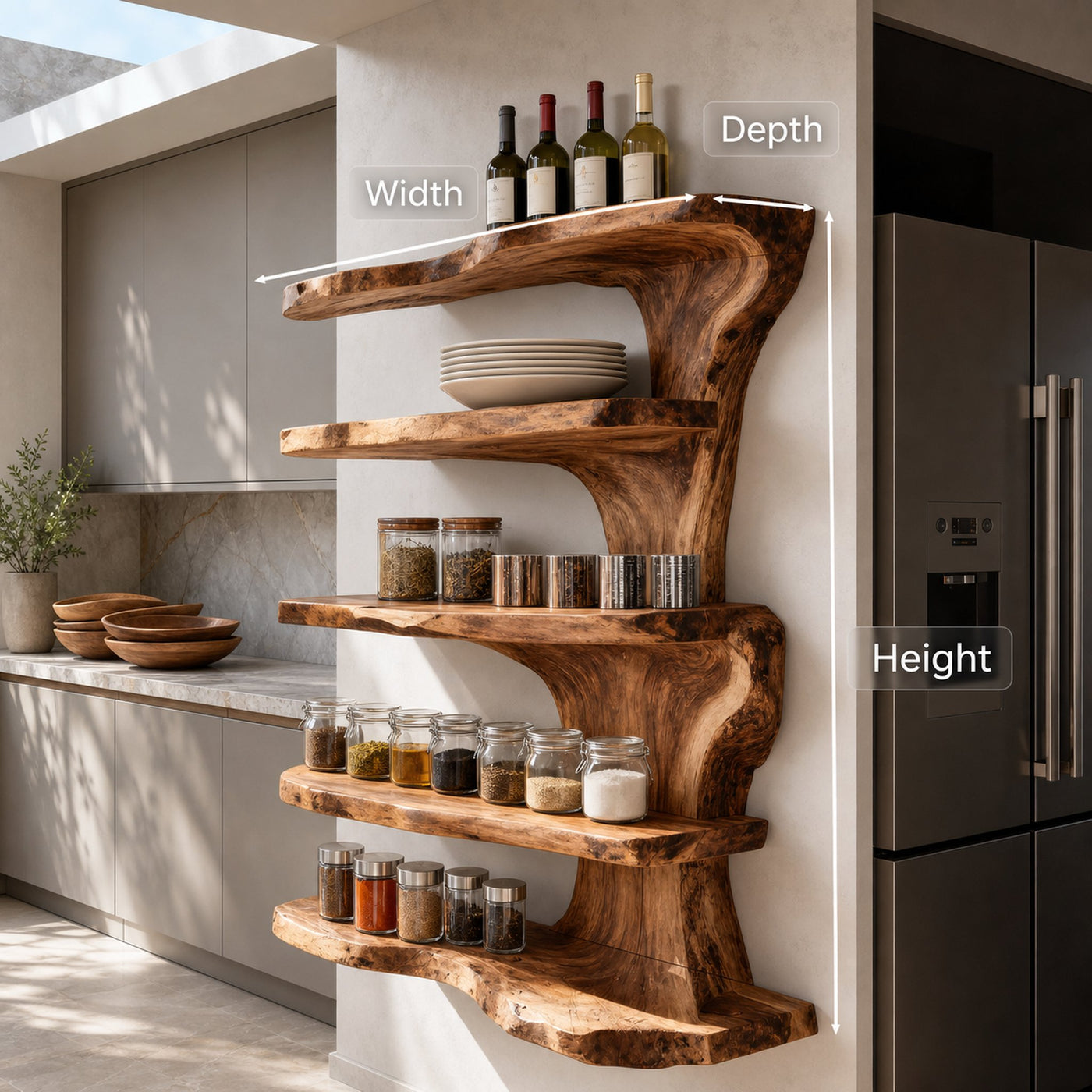 Rustic Live Edge Floating Shelf For Kitchen - product view 8