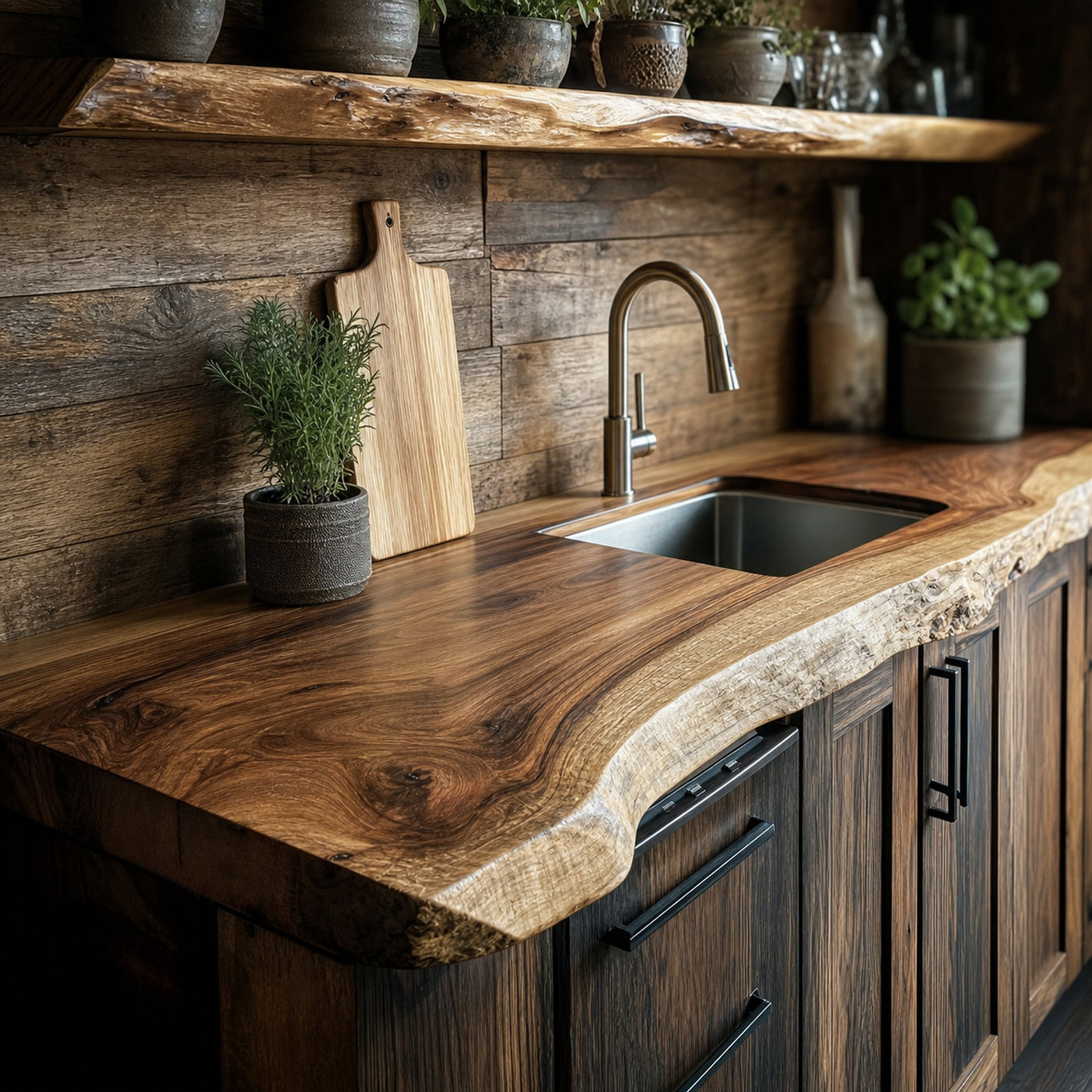 Rustic Live Edge Kitchen Counter Kitchen Or Cooking Space