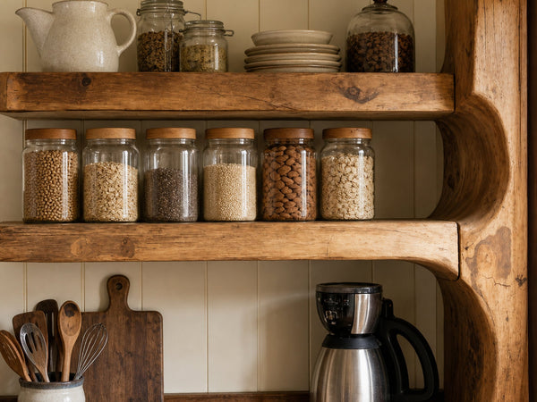 Rustic Live Edge Kitchen Shelf For Cozy Farmhouse Pantry