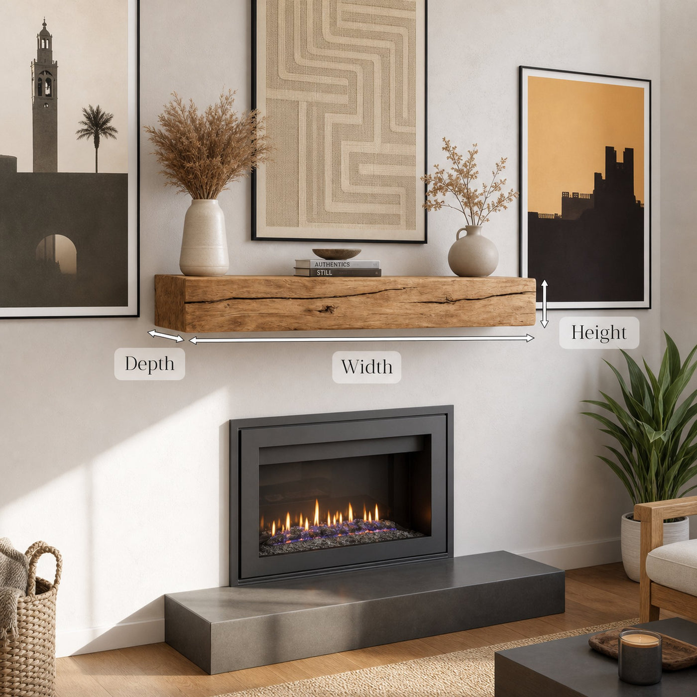 Rustic Live Edge Mantel For Living Room - product view 6