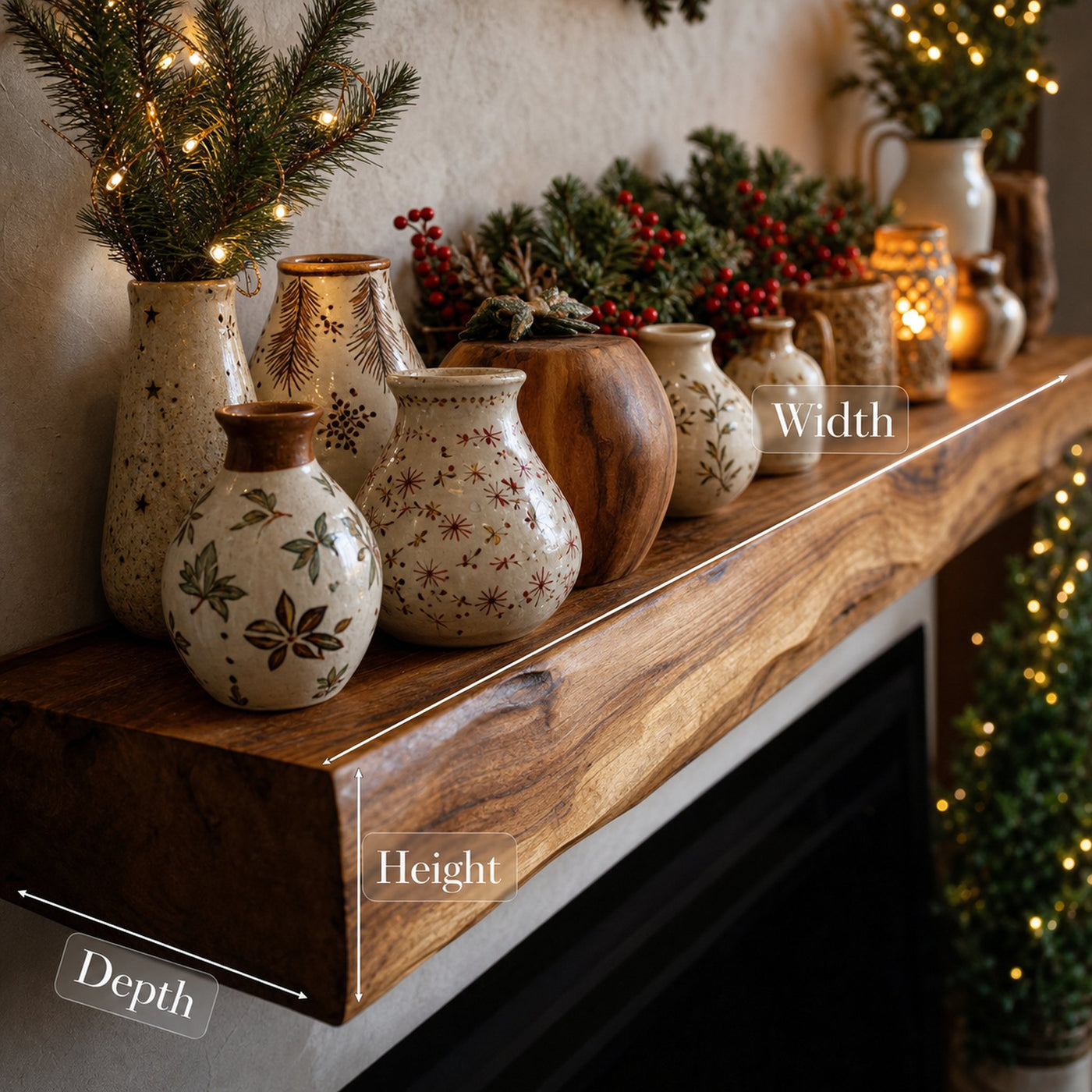 Rustic Live Edge Mantel Shelf For Living Room - product view 7