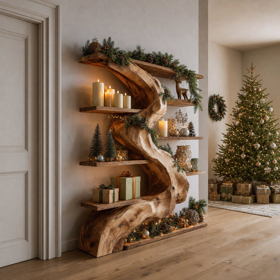 Rustic Live Edge Shelf For Living Room Or Holiday