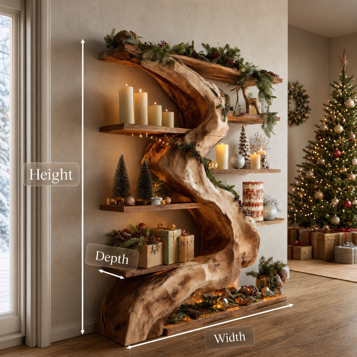 Rustic Live Edge Shelf For Living Room Or Holiday - product view 8