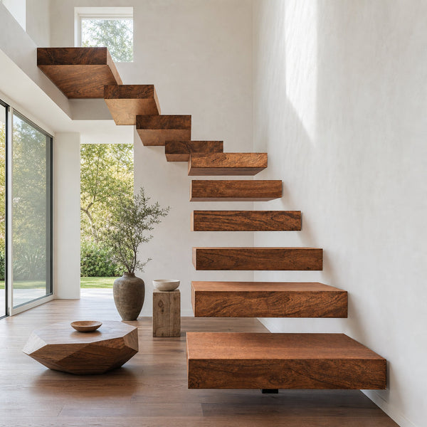 Rustic Live Edge Stairs For Living Room