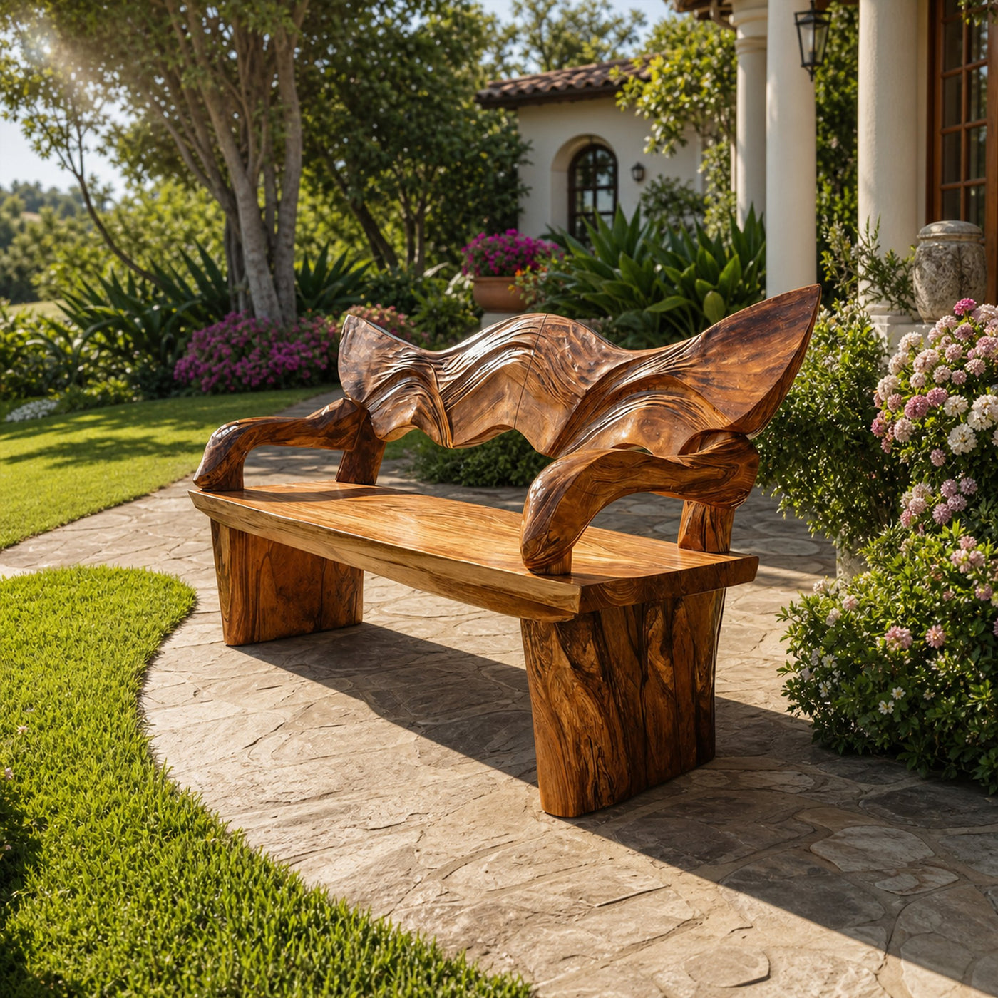 Rustic Live Edge Wood Bench For Entryway Interior Space