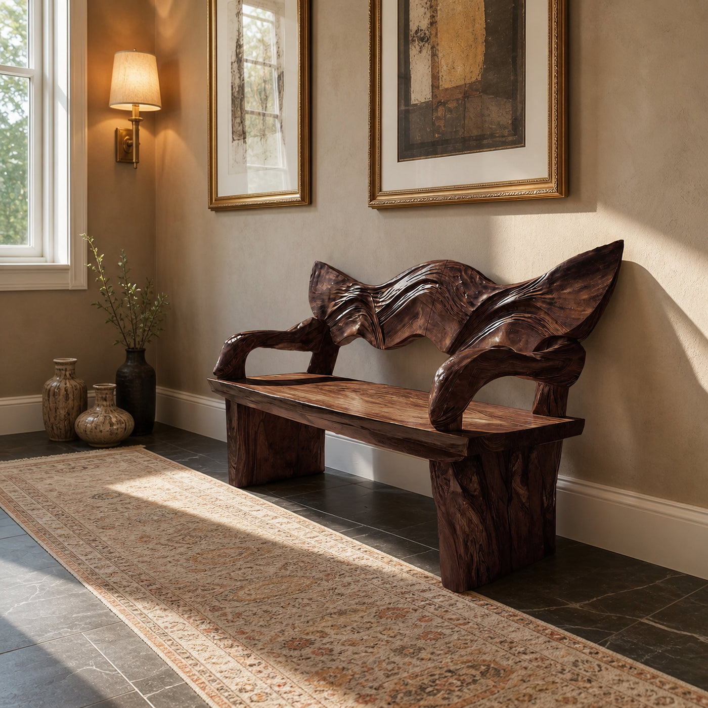 Rustic Live Edge Wood Bench For Entryway Interior Space - product view 7