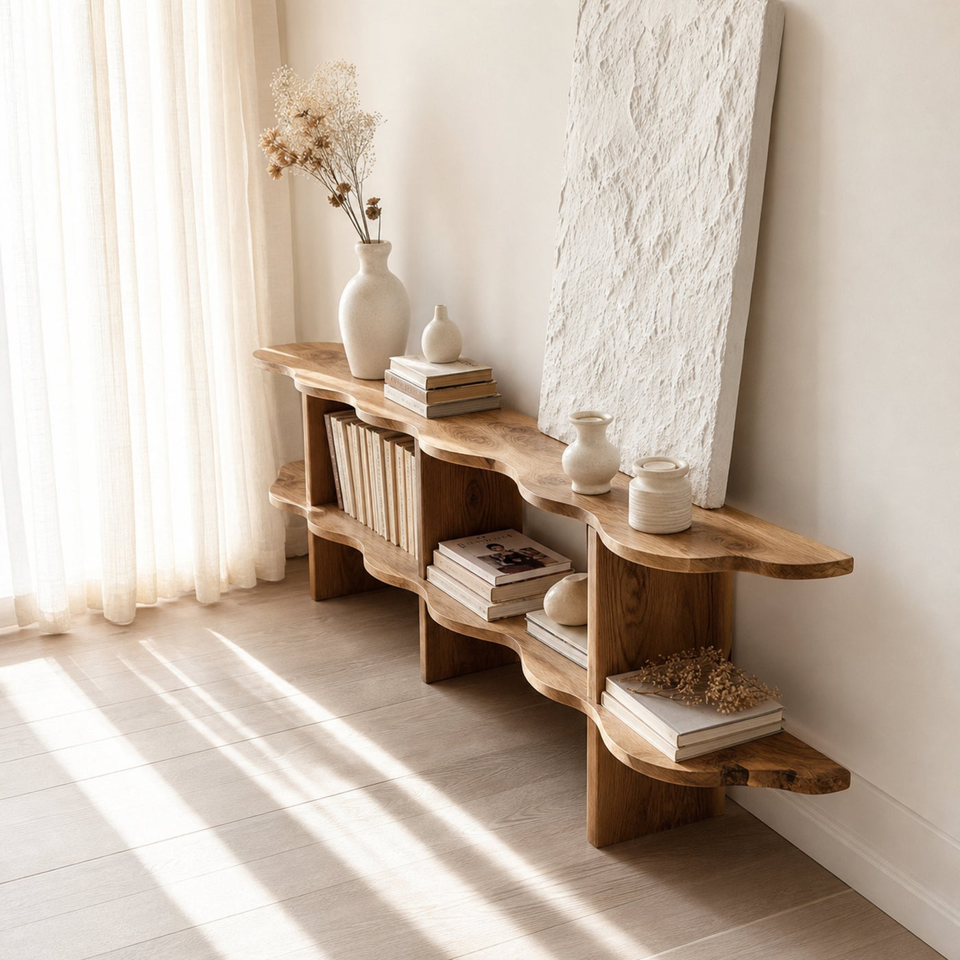 Rustic Low Bookshelf Living Room Or Bedroom