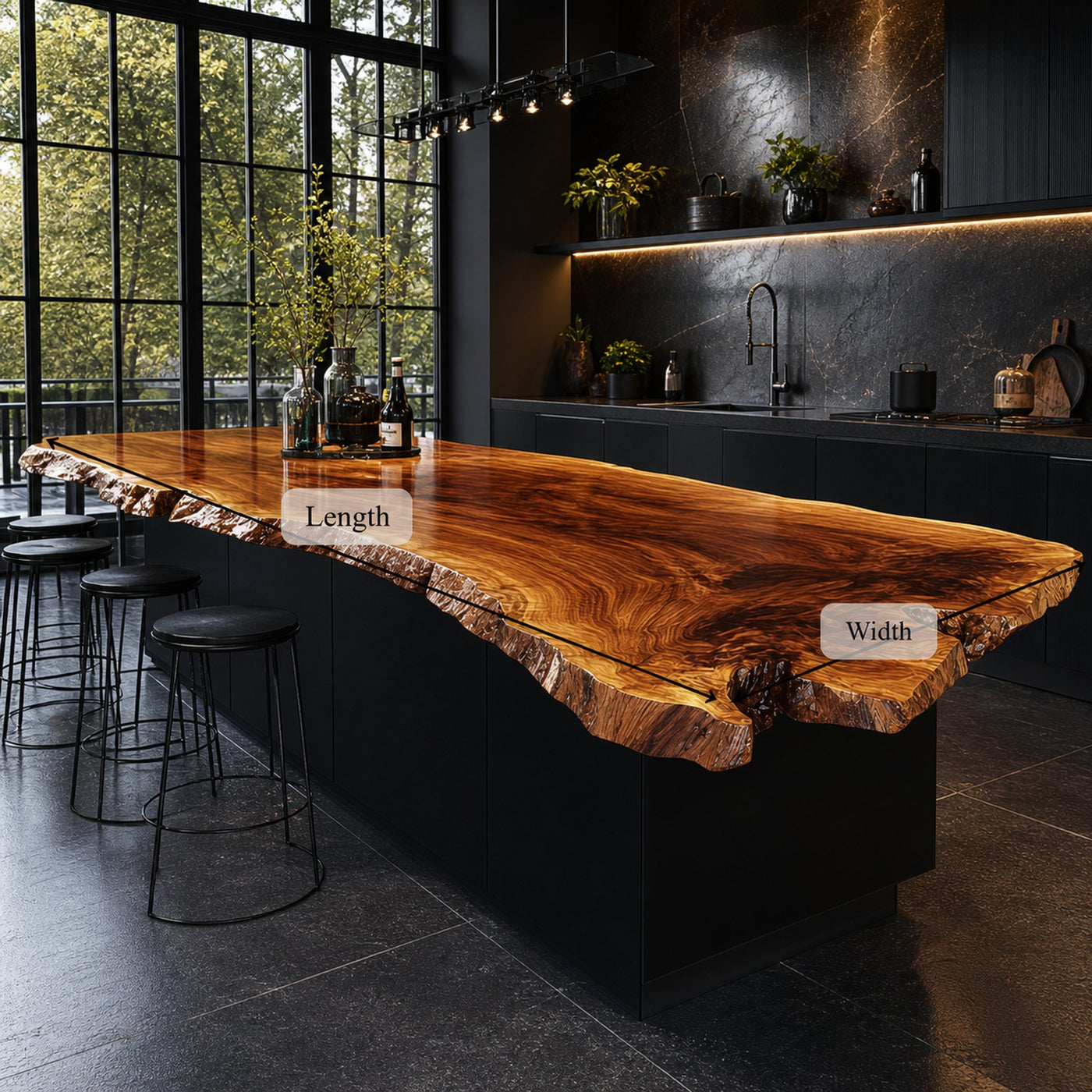Rustic Luxury Live Edge Kitchen Island Kitchen Or Chef Studio - product view 6
