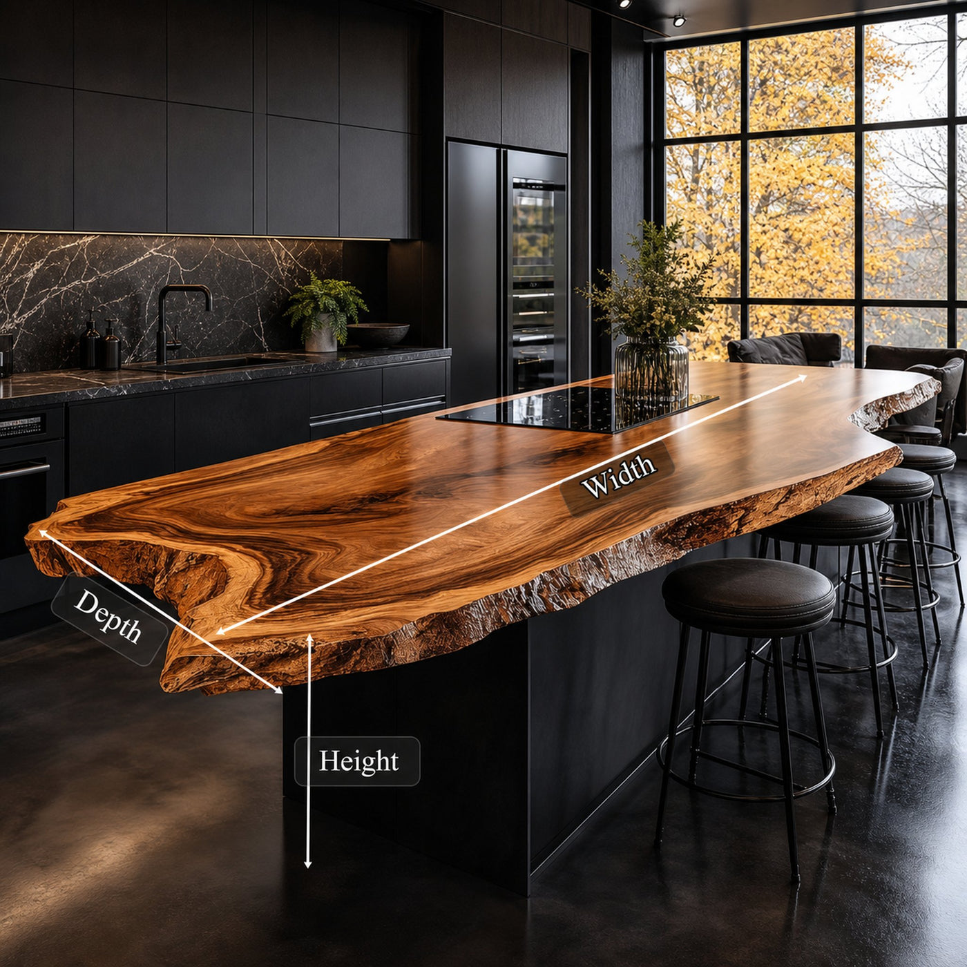 Rustic Luxury Live Edge Kitchen Island Kitchen Or Home Bar - product view 6
