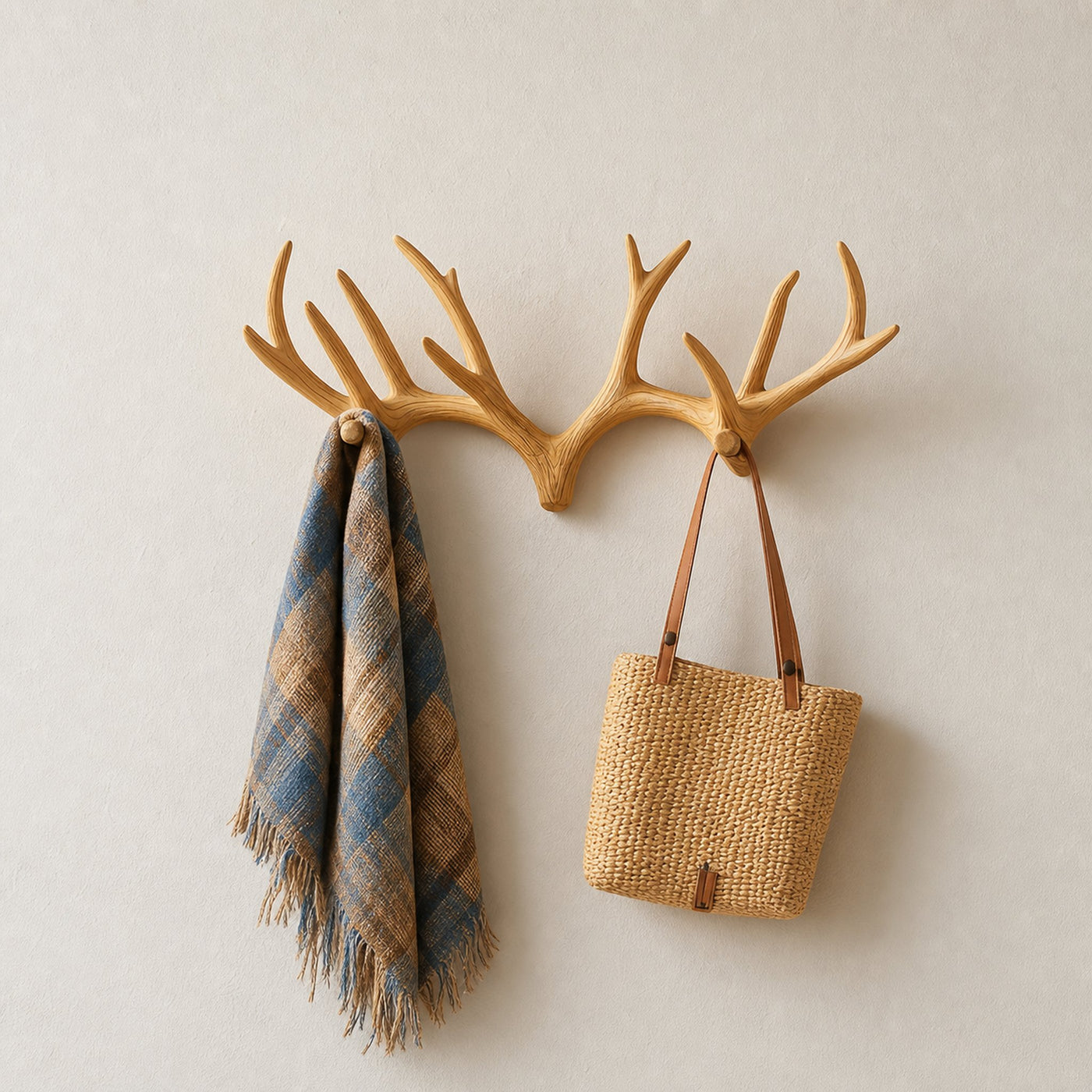 Rustic Minimalist Antler Coat Rack Wall Decor