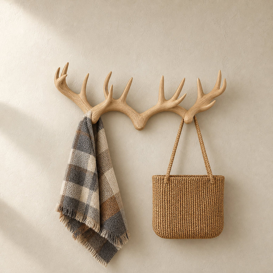 Rustic Minimalist Antler Wall Rack Living Room