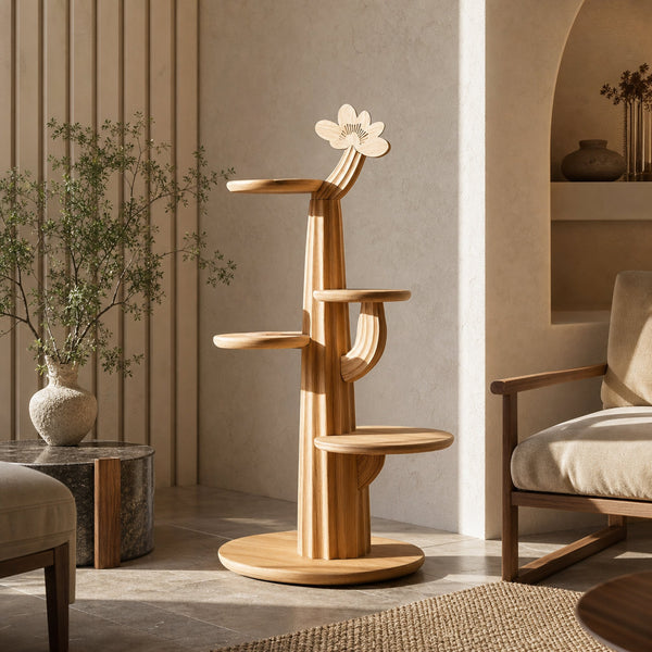 Rustic Modern Tree Tower Solid Wood Living Room