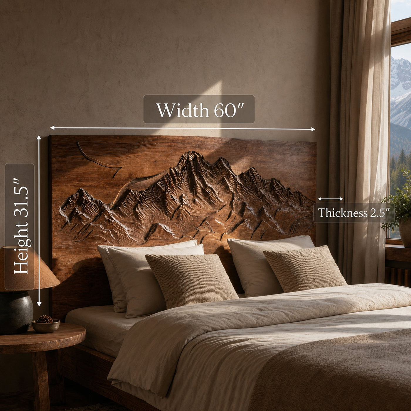 Rustic Mountain Headboard For Bedroom Or Chalet - product view 6