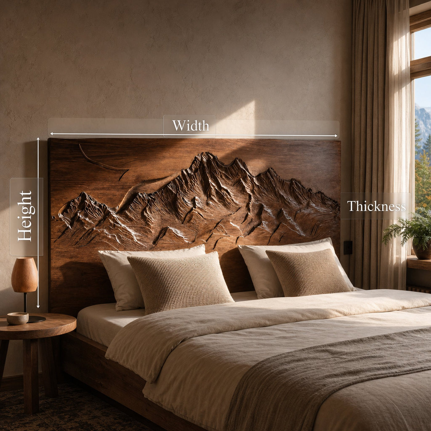 Rustic Mountain Headboard For Bedroom Or Chalet - product view 7
