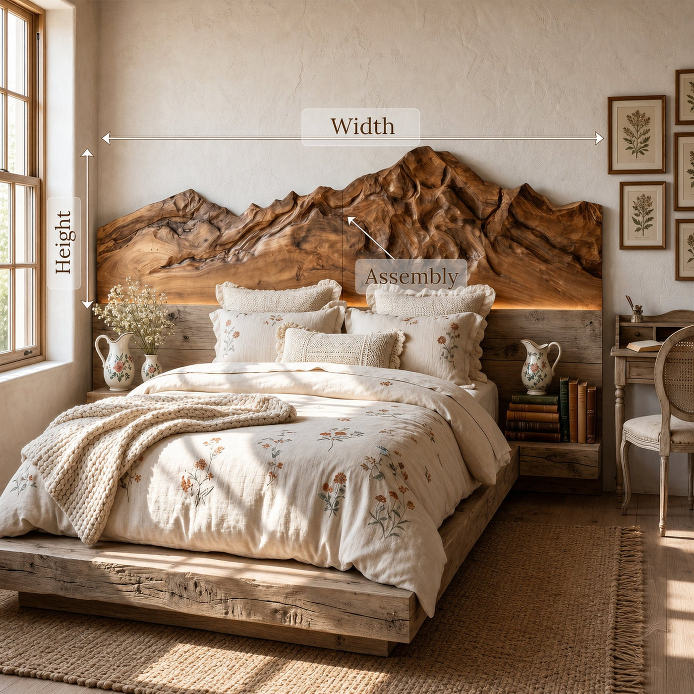 Rustic Mountain Wood Headboard For Farmhouse Bedroom Decor - product view 8