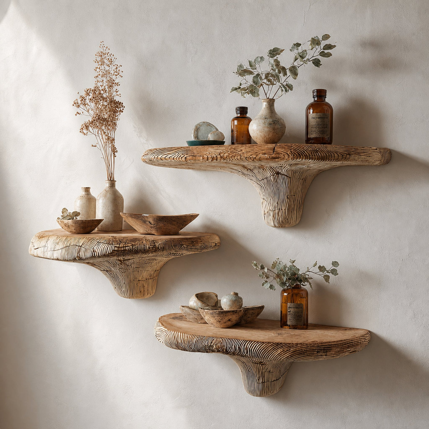 Rustic Mushroom Floating Shelf Kitchen