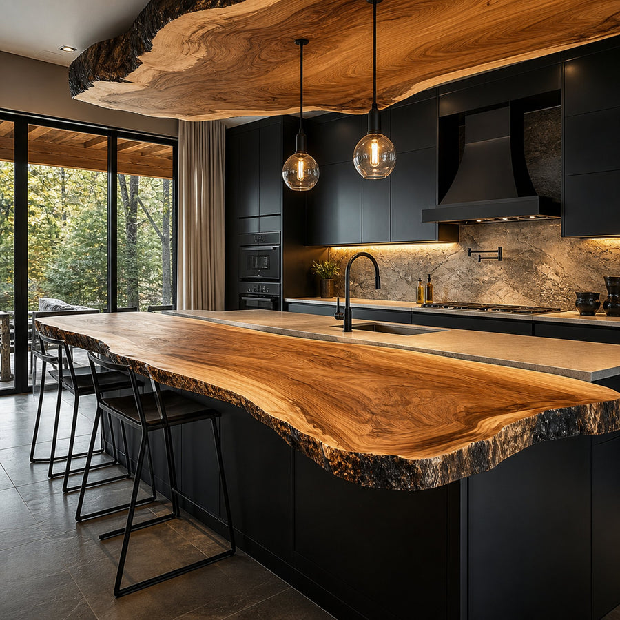 Rustic Natural Edge Kitchen Island Kitchen Or Cooking Space