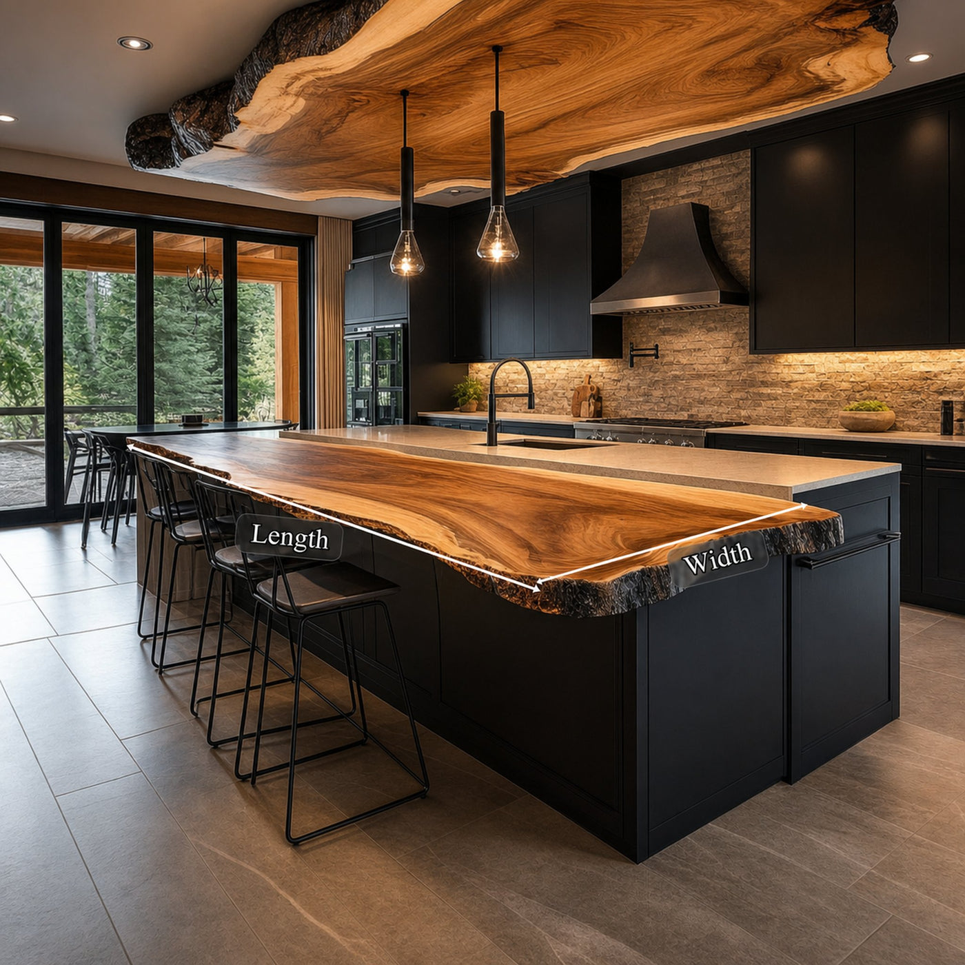 Rustic Natural Edge Kitchen Island Kitchen Or Cooking Space - product view 6