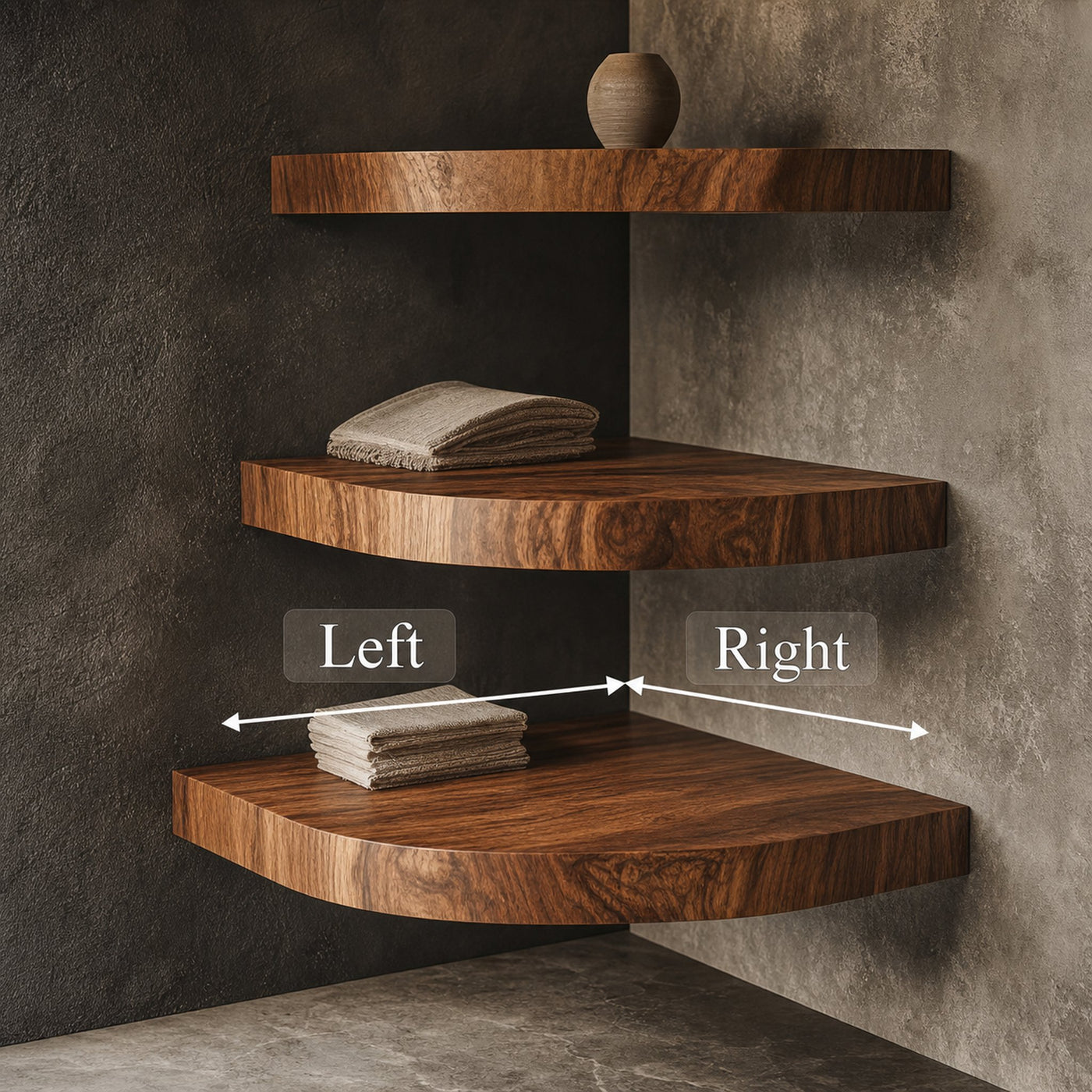 Rustic Nature Inspired Corner Display Shelves Solid Wood Living Room Interior Wall Feature - product view 6