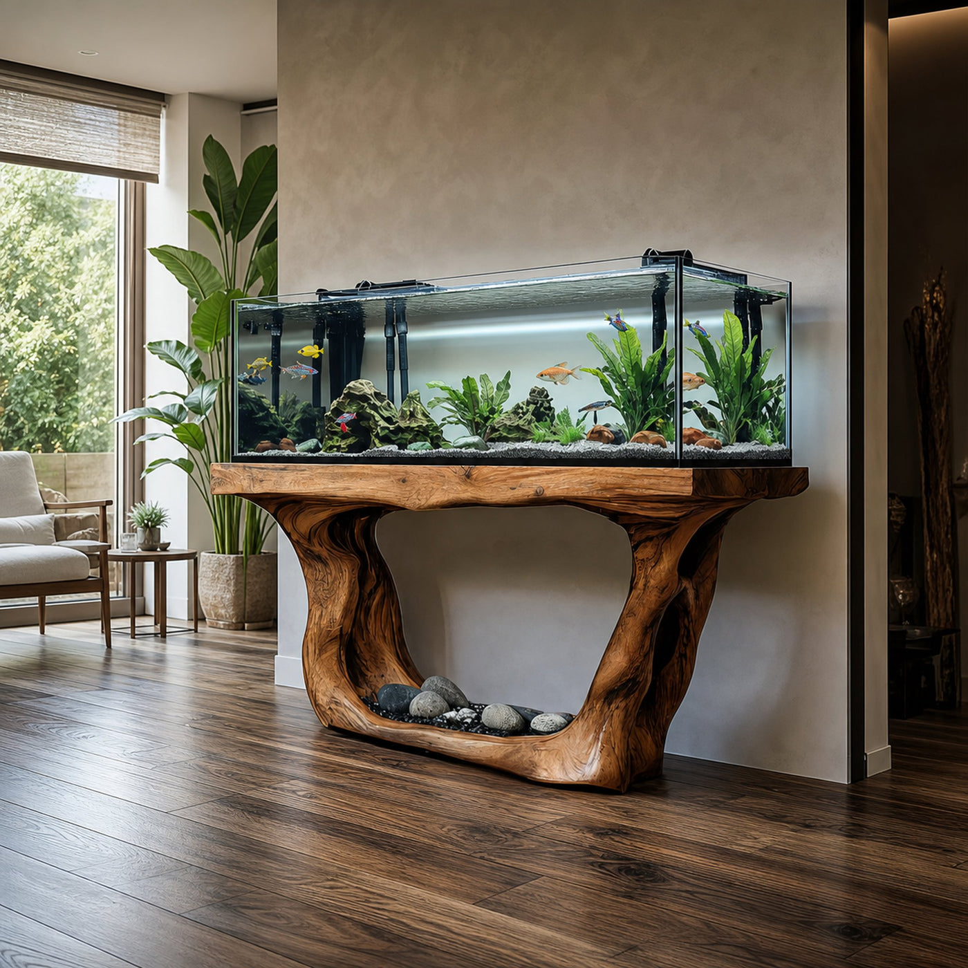 Rustic Organic Aquarium Stand Minimal Living Room Or Bedroom